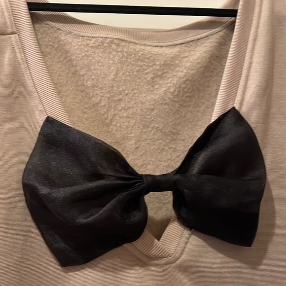 ANTHROPOLOGIE MAEVE BLACK BOW-BACK MUSCLE TEE NUDE LARGE - Picture 10 of 10